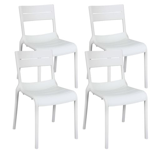 Set aus 4 weißen Terrassenstühlen aus Kunststoff - Oviala Paname