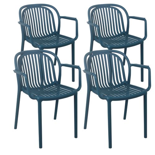 Set mit 4 entenblauen Kunststoffsesseln - Oviala Copenhague