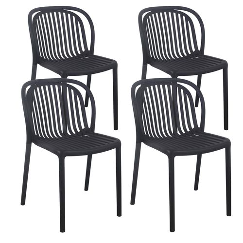 Set mit 4 schwarzen Terrassenstühlen aus Kunststoff - Oviala Copenhague