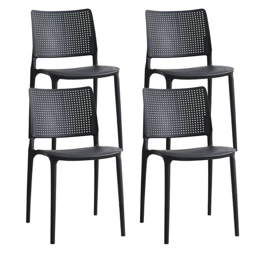 Set mit 4 schwarzen Terrassenstühlen aus Kunststoff - Oviala Riga