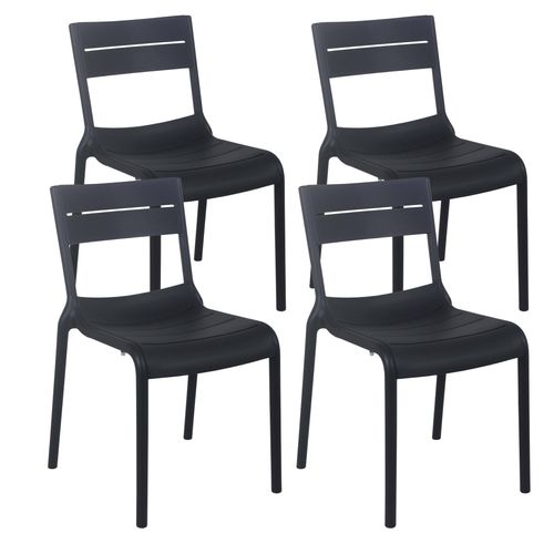 Set mit 4 schwarzen Terrassenstühlen aus Kunststoff - Oviala Paname