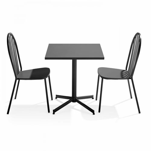 Stuhl Gartentisch und 2 graue Bistrostühle - Oviala Palavas