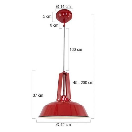 Hängeleuchte Eden, rot, Metall, E27-Fassung