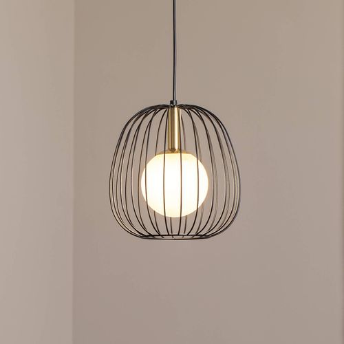 Hängeleuchte Bell S, Ø 24 cm, 1-flammig, schwarz/gold/weiß