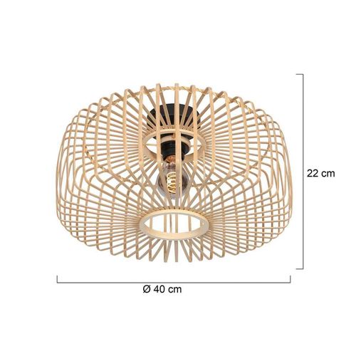 Deckenleuchte Bloeba, Ø 40 cm, Holz, natur, E27