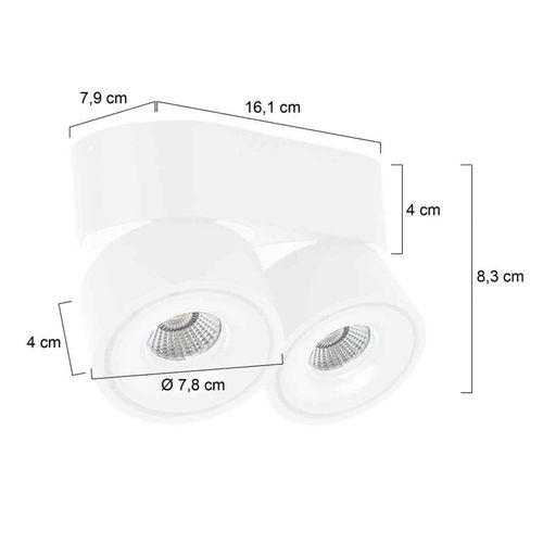 LED-Deckenstrahler Fez, weiß, 2-fl., Metall, schwenkbar