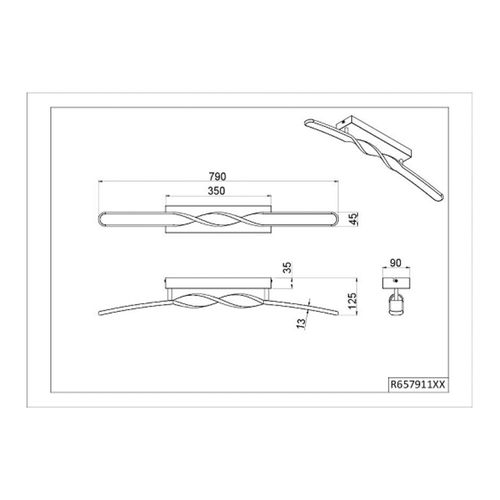 LED-Deckenleuchte Ginko, weiß matt, Metall, Länge 79 cm