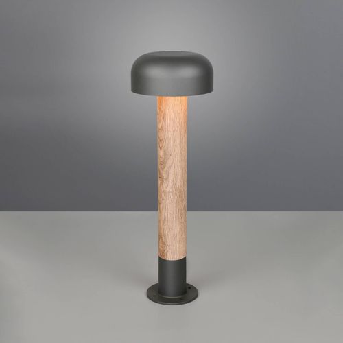 Wegeleuchte Fraser, grau/Holzoptik, Alu, IP54, Höhe 84,5 cm