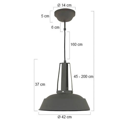 Hängeleuchte Eden, grau, Metall, E27-Fassung