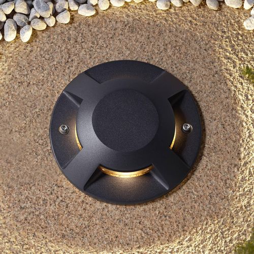 Lucande LED-Bodenstrahler Jeffrey, schwarz, 4-flg., Ø 20 cm