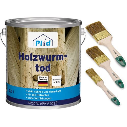 Holzwurm-Schreck farblos 2,5l + Pinselset 3-tlg. / Holzschutz Innen & Außen