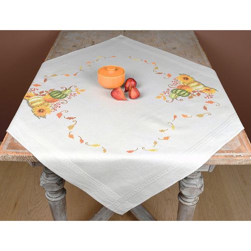 Stickmitteldecke "Kürbisse"