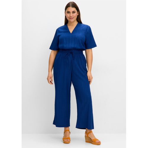 Overall SHEEGO, Damen, Gr. 58, Normalgrößen, blau (blaubeere), 97% Polyester, 3% Elasthan, unifarben, lang, Kurzarm, Overalls