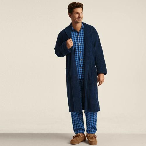 Bademantel aus türkischem Frottee, Herren,  Blau, Baumwolle, by Lands' End