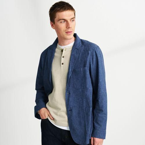 Sakko aus Leinen/Baumwoll-Mix, Herren,  Blau, by Lands' End