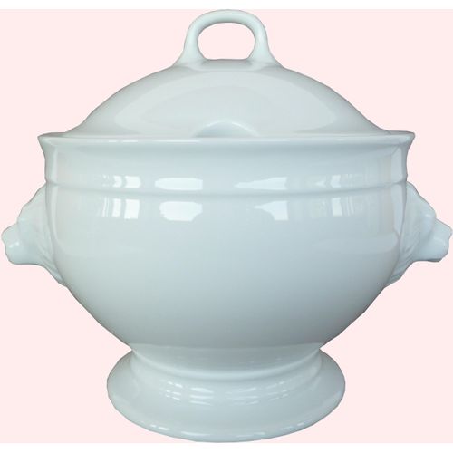 Servierschüssel VAN WELL, weiß, B:28cm H:23cm L:22cm, Porzellan, Schüsseln, Löwenkopfterrine, 2,7 Liter