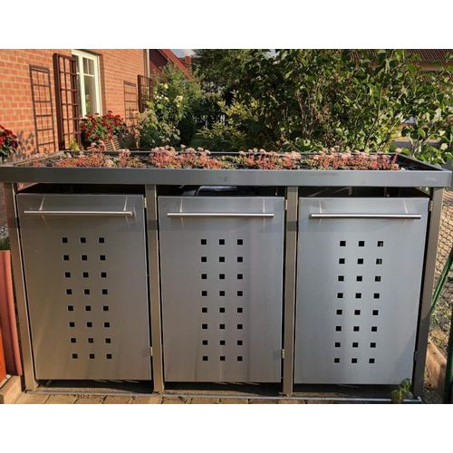 Mülltonnenbox Typ-MW, 3x 240l, Türfarbe Edelstahl