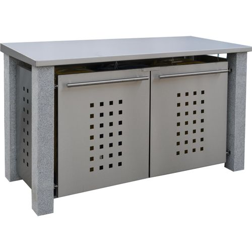 Mülltonnenbox Typ-SD, 1x 240l + 2x 120l, Türfarbe Edelstahl
