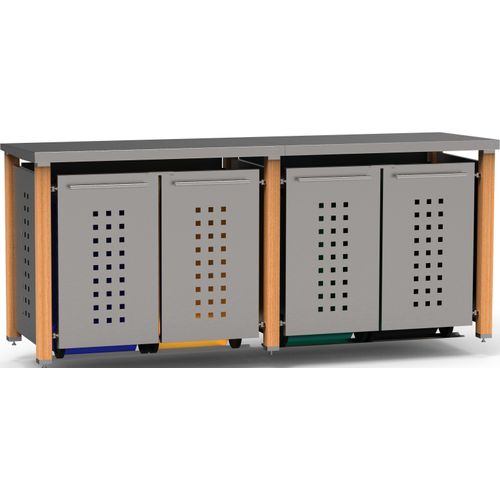 Mülltonnenbox Typ-HD, 4x 120l, Türfarbe Edelstahl