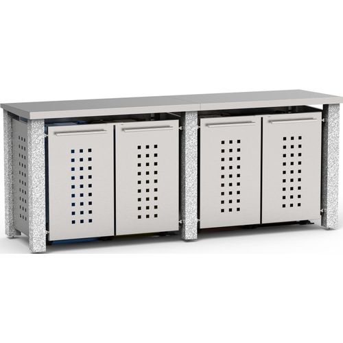 Mülltonnenbox Typ-SD, 4x 240l, Türfarbe Edelstahl