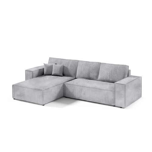 Ecksofa mit Schlaffunktion POSE, Cord gepolstert, POSO 55, Grau
