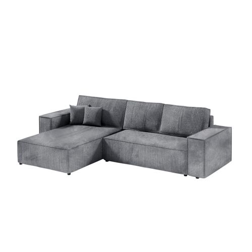 Ecksofa mit Schlaffunktion POSE, Cord gepolstert, POSO 60, Dunkelgrau