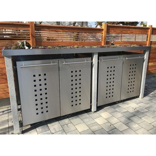 Mülltonnenbox Typ-NW, 4x 240l, Türfarbe Edelstahl