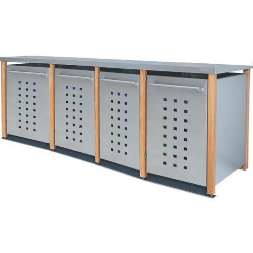 Müllbox Typ-LD, 2x 240l + 2x 120l, Türfarbe Edelstahl