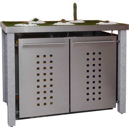 Mülltonnenbox Typ-NW, 2x 240l, Türfarbe Edelstahl