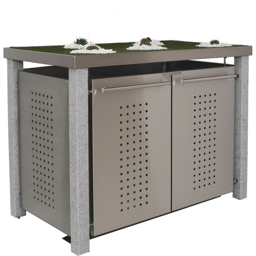 Müllbox Typ-NW, 2x 240l, Türfarbe Edelstahl