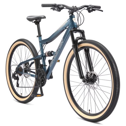 BIKESTAR Fully Mountainbike 27,5 Zoll | 17 Zoll Rahmen, 21 Gang Shimano Schaltung, Scheibenbremse | Blau