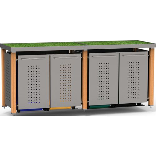 Müllbox Typ-HW, 4x 240l, Türfarbe Edelstahl