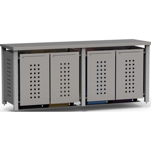 Mülltonnenbox Typ-ND, 4x 120l, Türfarbe Edelstahl