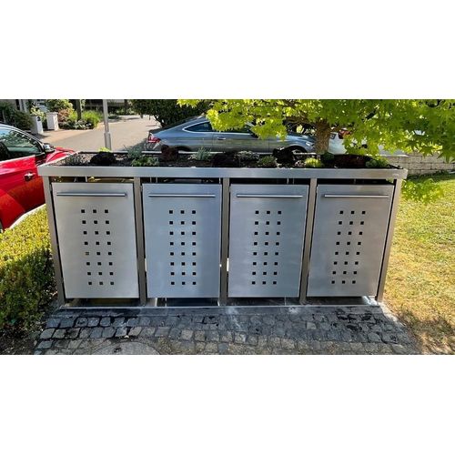 Mülltonnenbox Typ-MW, 4x 120l, Türfarbe Edelstahl