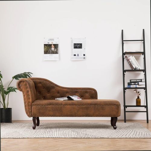 The Living Store Chaiselongue Braun Wildleder-Optik