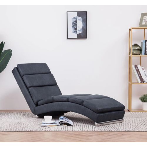 The Living Store Chaiselongue Grau Wildleder-Optik
