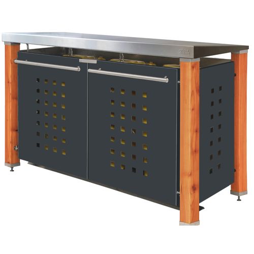 Mülltonnenbox Typ-HD, 3x 120l, Türfarbe Anthrazit
