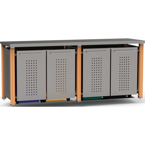 Müllbox Typ-HD, 4x 120l, Türfarbe Edelstahl