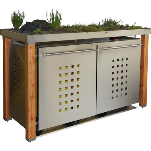 Mülltonnenbox Typ-HW, 3x 120l, Türfarbe Edelstahl