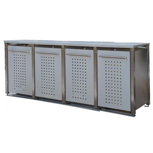 Müllbox Typ-MD, 4x 240l, Türfarbe Edelstahl