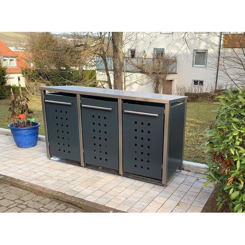 Mülltonnenbox Typ-MD, 3x 120l, Türfarbe Anthrazit