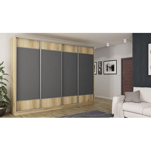 Schwebetürenschrank 4D/320 in Eiche Grand Natur/Grafit, Premium Beschläge