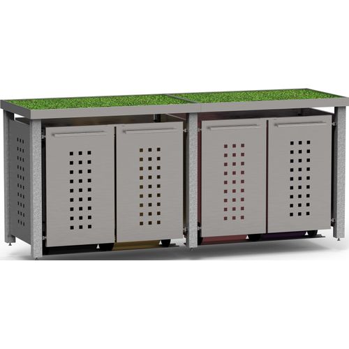 Mülltonnenbox Typ-NW, 4x 120l, Türfarbe Edelstahl