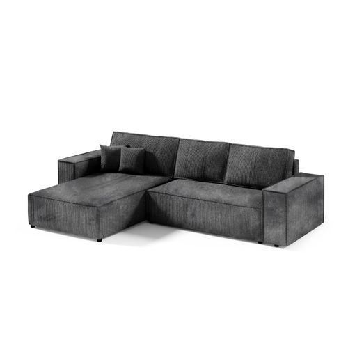Ecksofa mit Schlaffunktion POSE, Cord gepolstert, POSO 34, Graphit