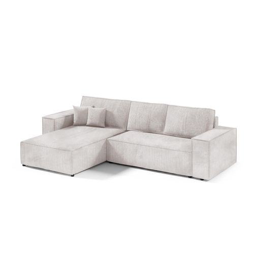 Ecksofa mit Schlaffunktion POSE, Cord gepolstert, POSO 100, Hellbeige