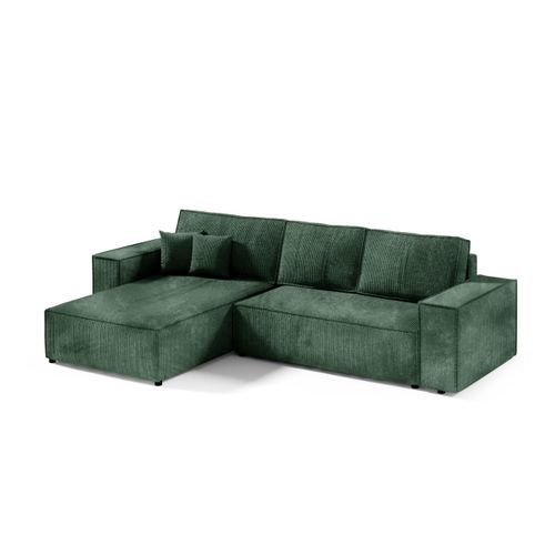 Ecksofa mit Schlaffunktion POSE, Cord gepolstert, POSO 14, Grün