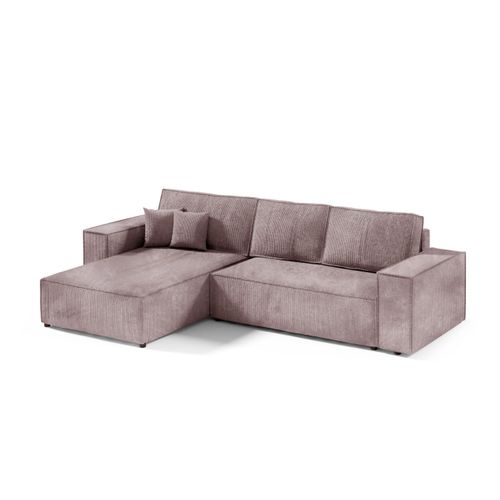 Ecksofa mit Schlaffunktion POSE, Cord gepolstert, POSO 27, Dunkelrosa