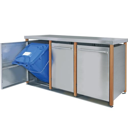 Müllbox Typ-LD, 3x 240l, Türfarbe Edelstahl