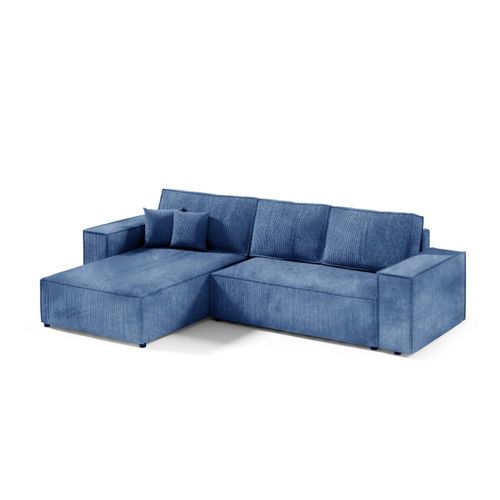 Ecksofa mit Schlaffunktion POSE, Cord gepolstert, POSO 05, Blau