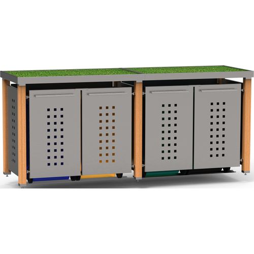 Mülltonnenbox Typ-HW, 4x 120l, Türfarbe Edelstahl